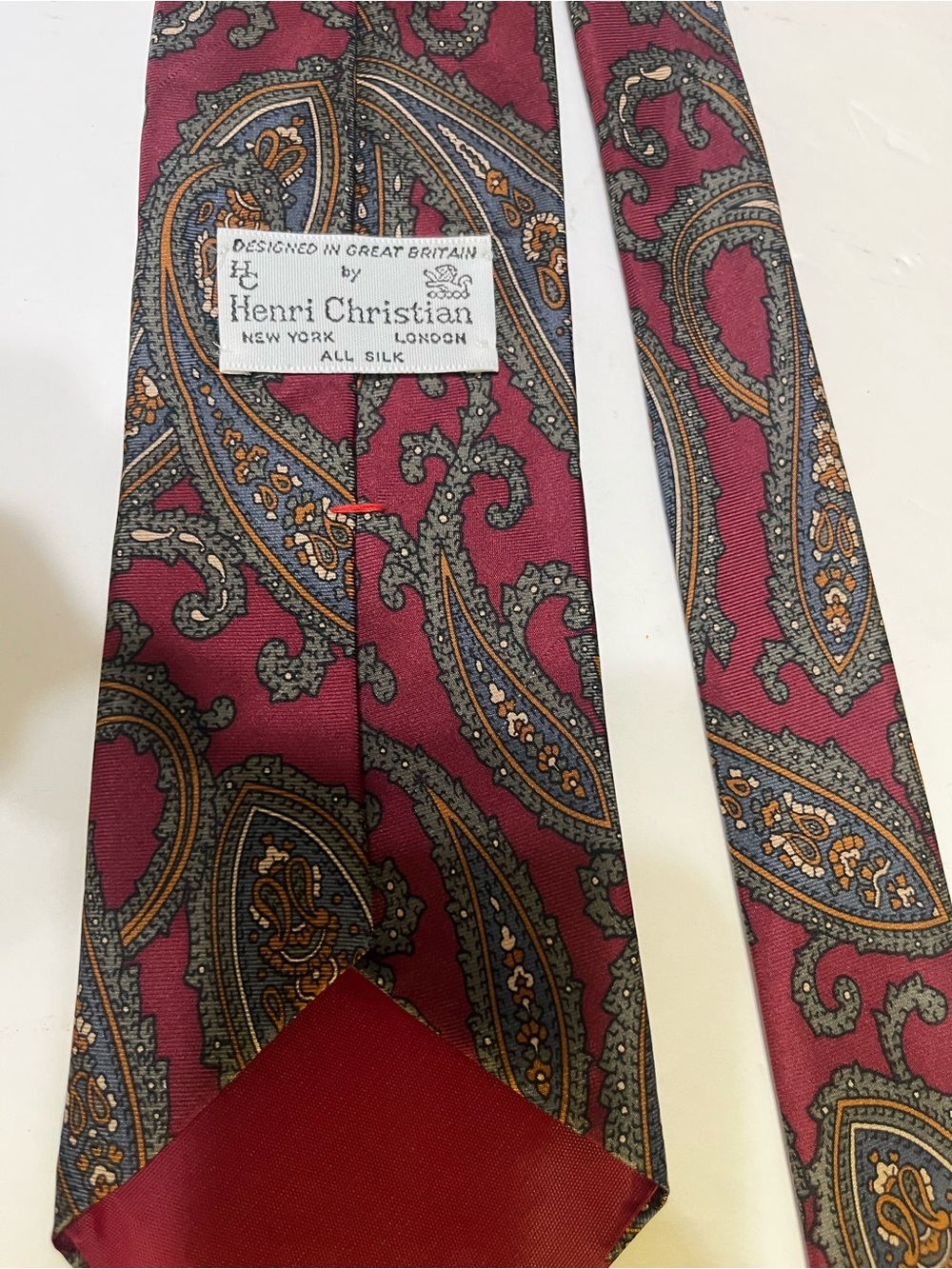 Vintage Men's Burgundy Paisley Silk Tie